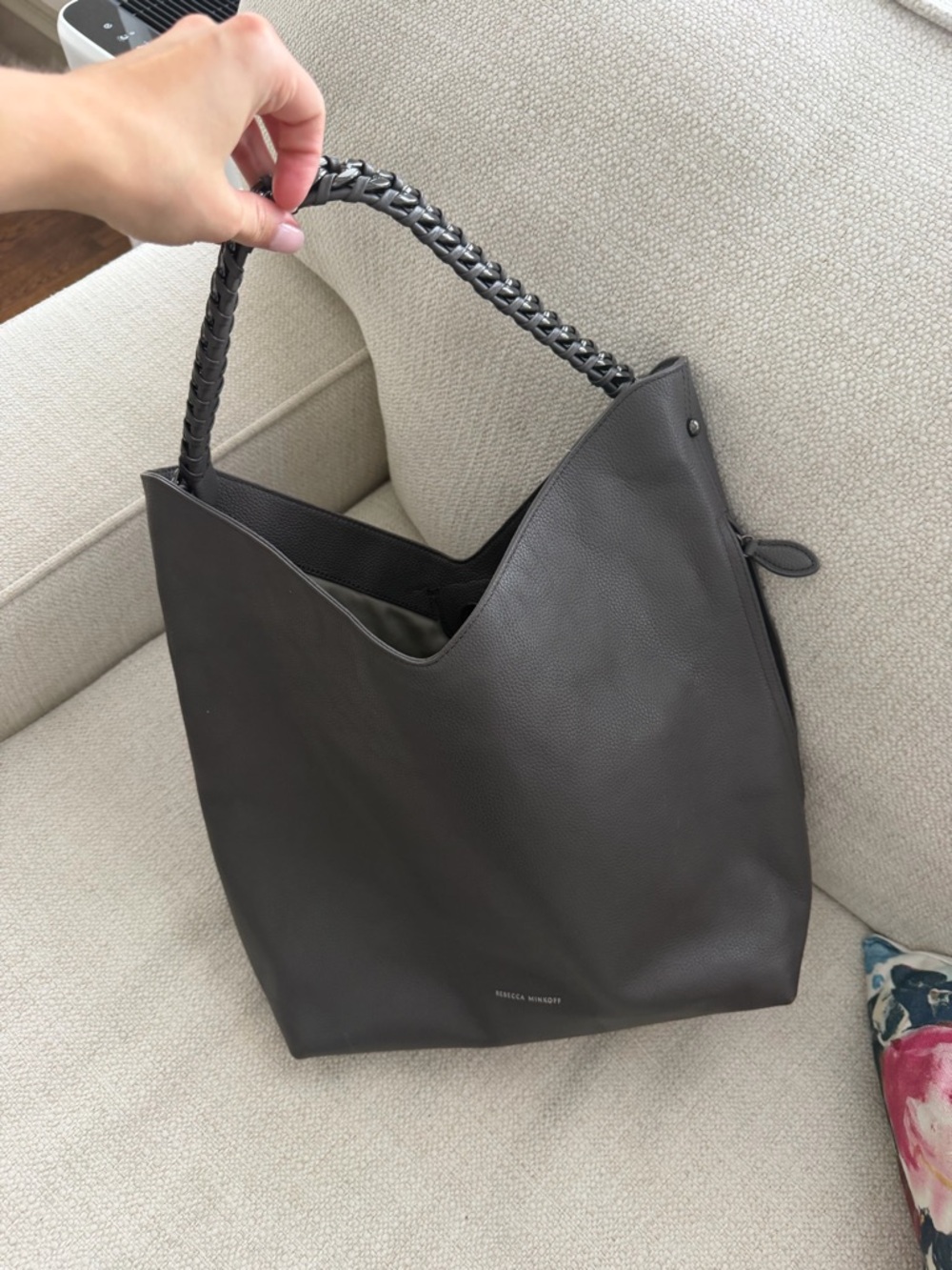 Rebecca Minkoff Dark Gray Braided-Handle Hobo Tote